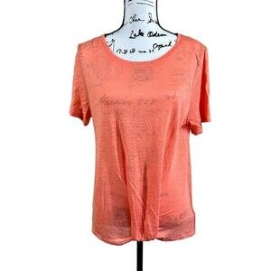 RACHEL Rachel Roy orange Linen top women short sleeve around neck size M
